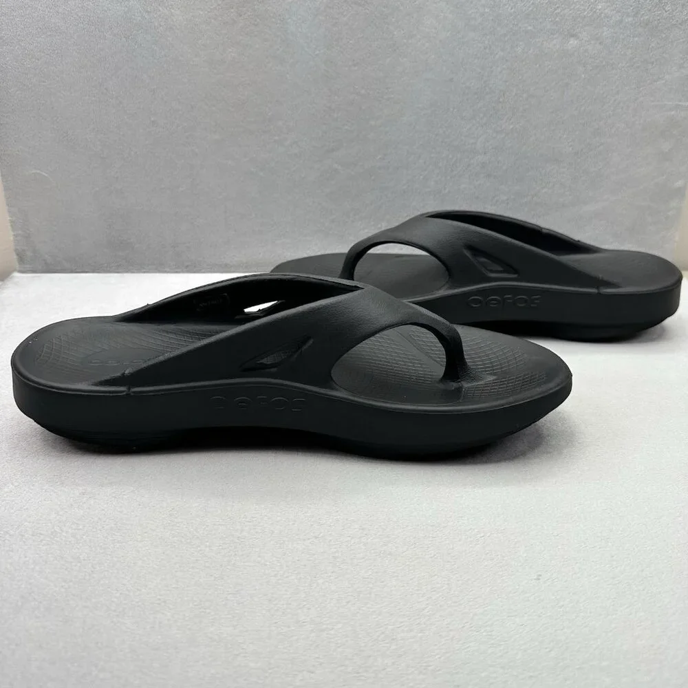OOFOS OOriginal Mens Size 10 Sandals All Black Recovery Lightweight Sport Slide